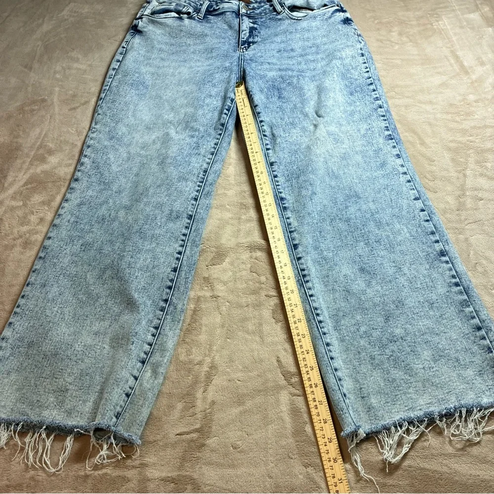 Judy Blue Acid Wash Wide Leg Jeans Raw Hem Retro Streetwear Women’s 20W Denim - Picture 8 of 11